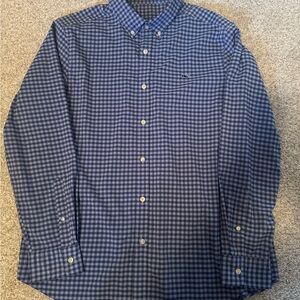 Vineyard Vines Navy Checkered Button Down Classic Fit Performance Whale Shirt